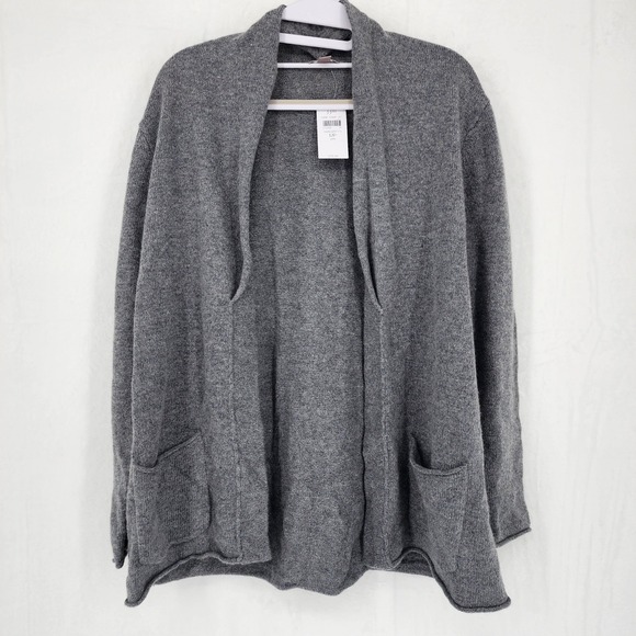 J. Jill Sweaters - J Jill Petite Merino Cashmere Blend Cardigan MP Gray Open Front Pockets